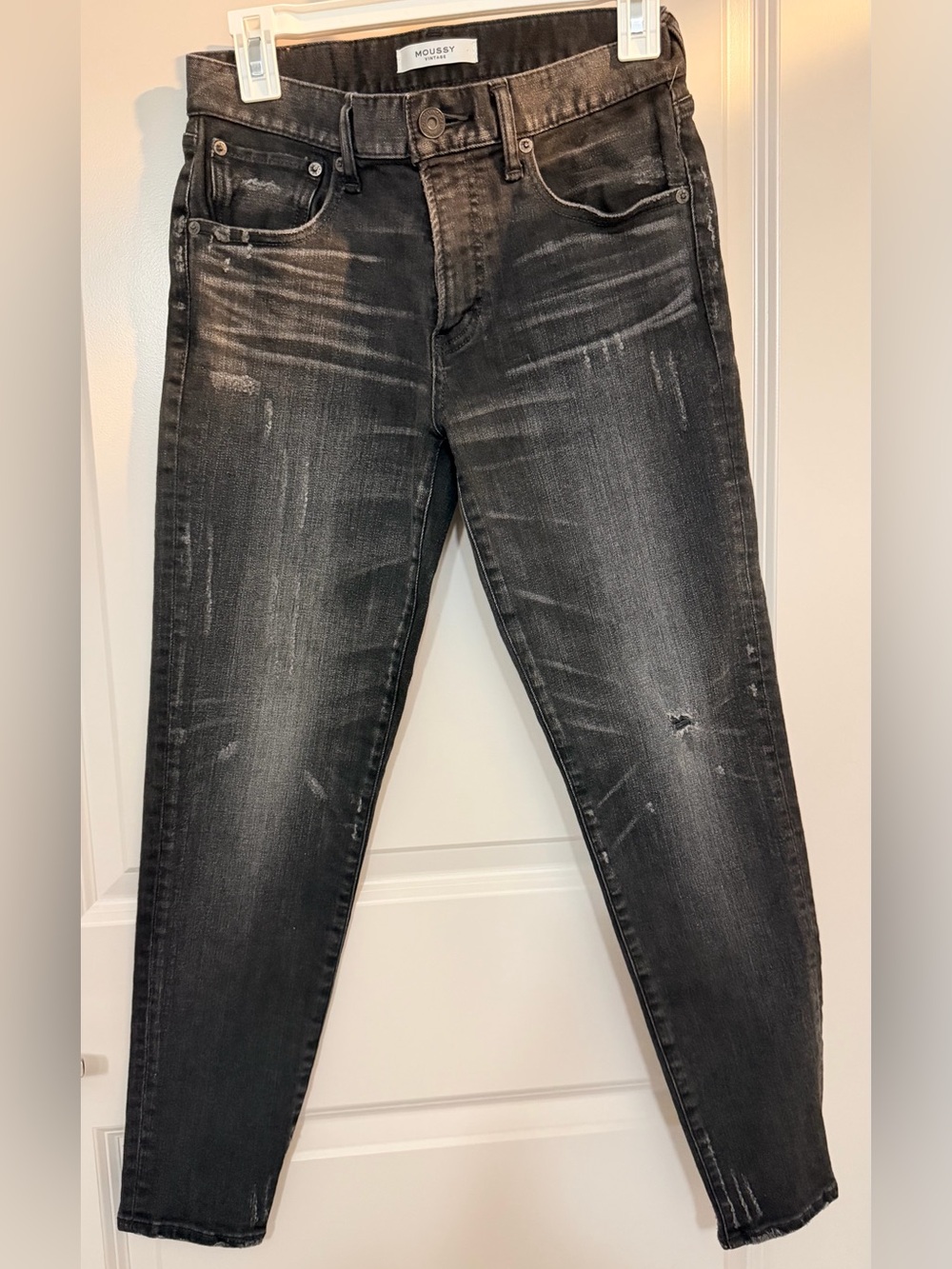 Moussy Distressed Black Skinny Jeans